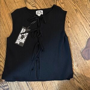 Future Collective Black Tie-Front Tank Top